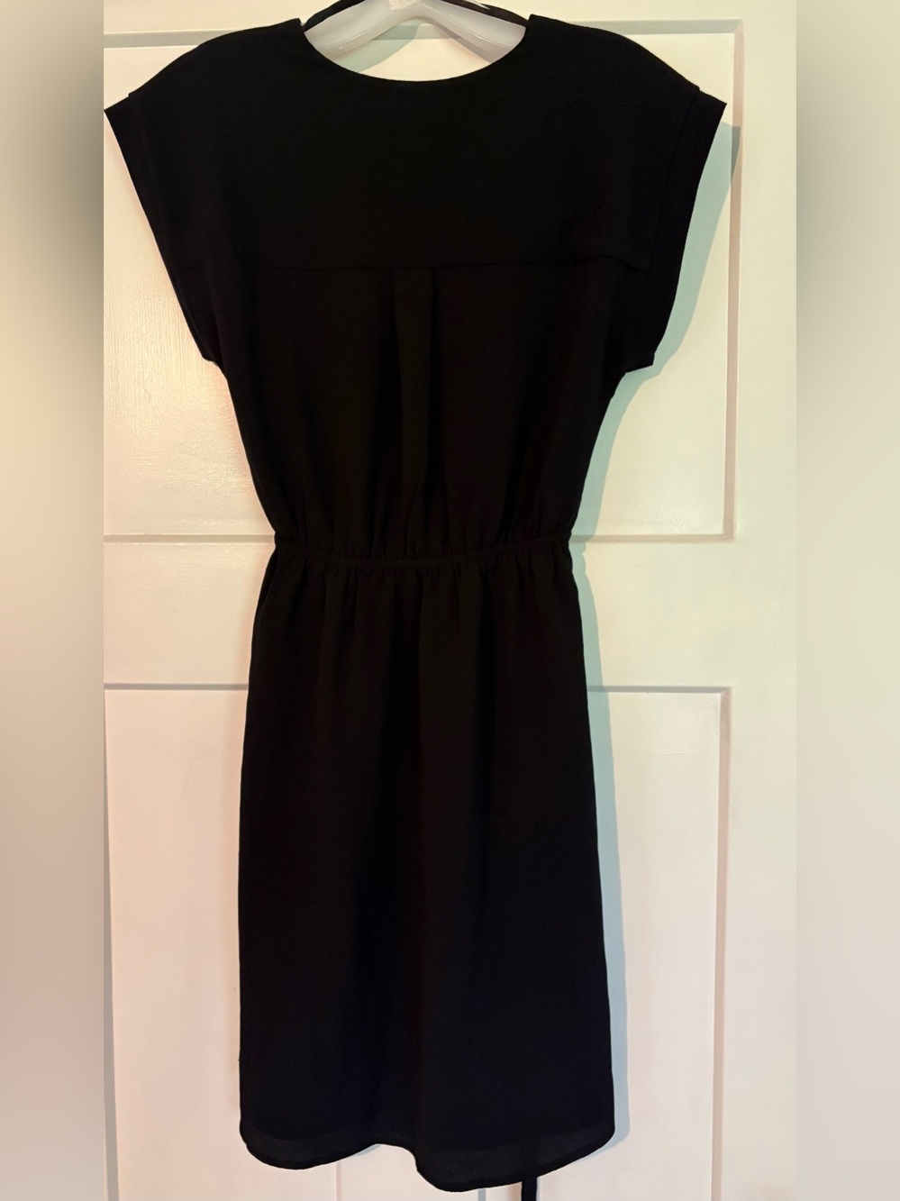 Monteau Black Midi Wrap Dress with Tie Waist. Small - Picture 4 of 4